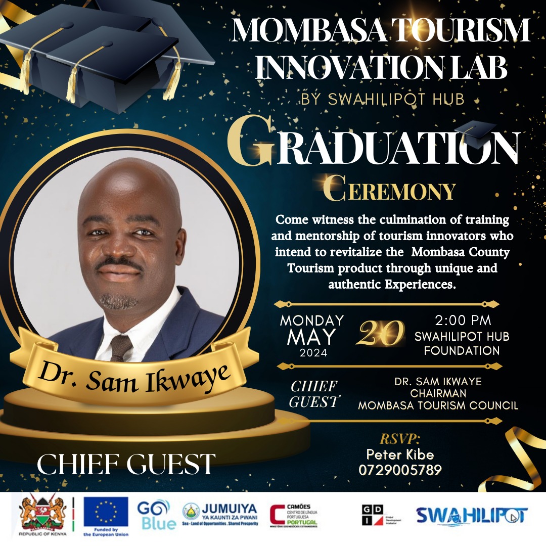 The Mombasa Tourism Innovation Lab holds a graduation ceremony for Tourism innovators at Swahilipot Hub, Mombasa